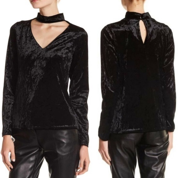 Anthropologie Tops - NWT Ro & De Black Velvet Choker Cut Out Top Large